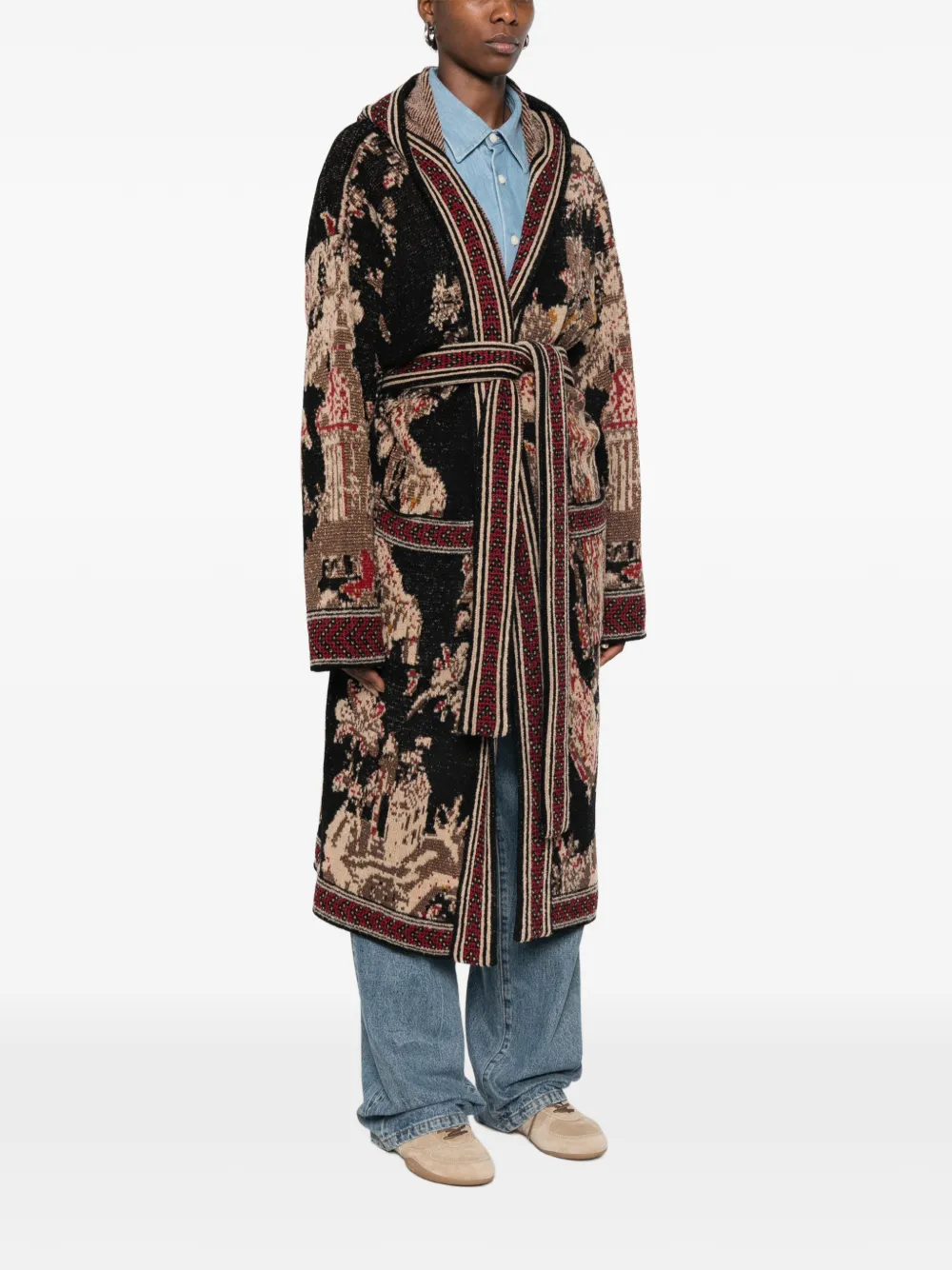 ETRO Vest met jacquard en ceintuur Zwart