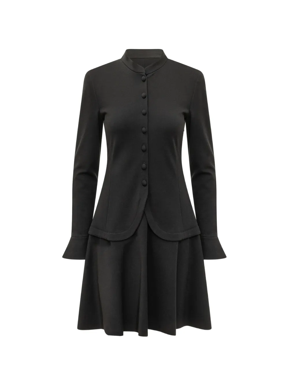Emporio Armani unlined dress in stretch viscose with covered buttons - Nero