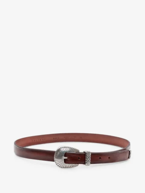 Orciani engraved-buckle leather belt