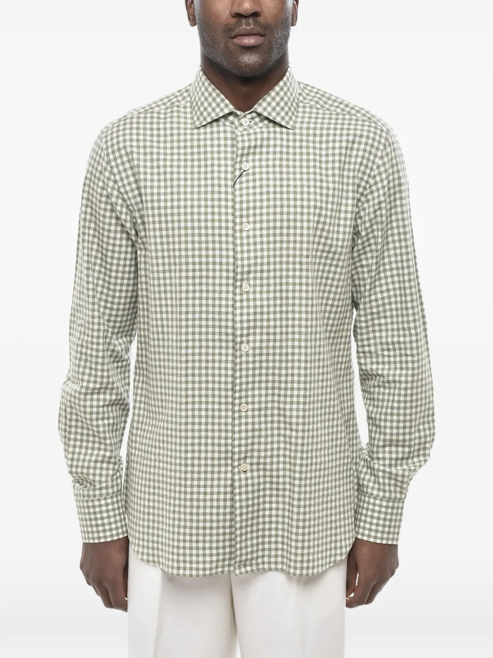 Corneliani Vichy check shirt | Green | Image 1