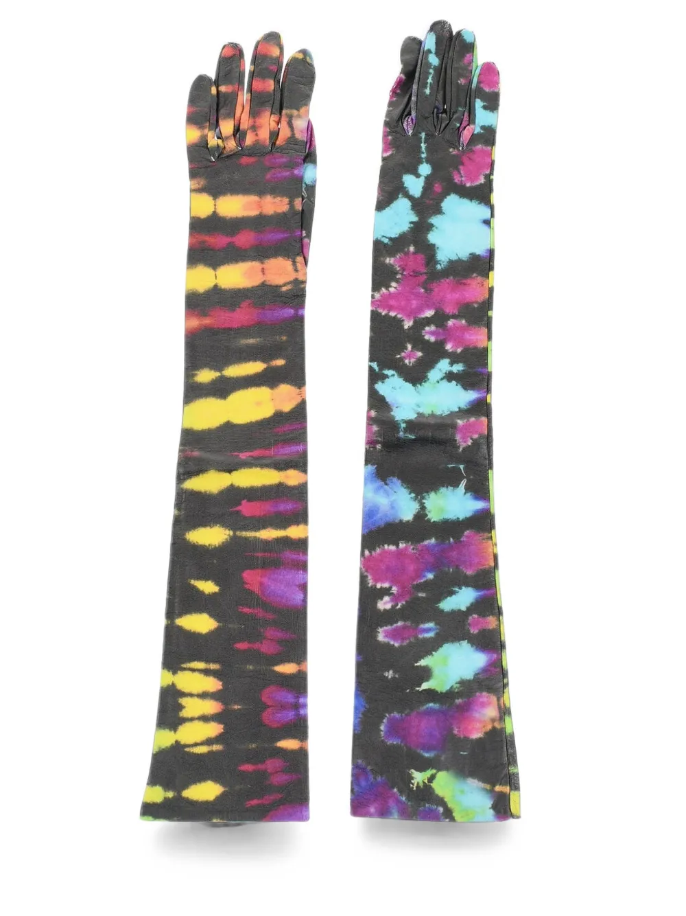 DSQUARED2 tie-dye effect leather gloves Zwart