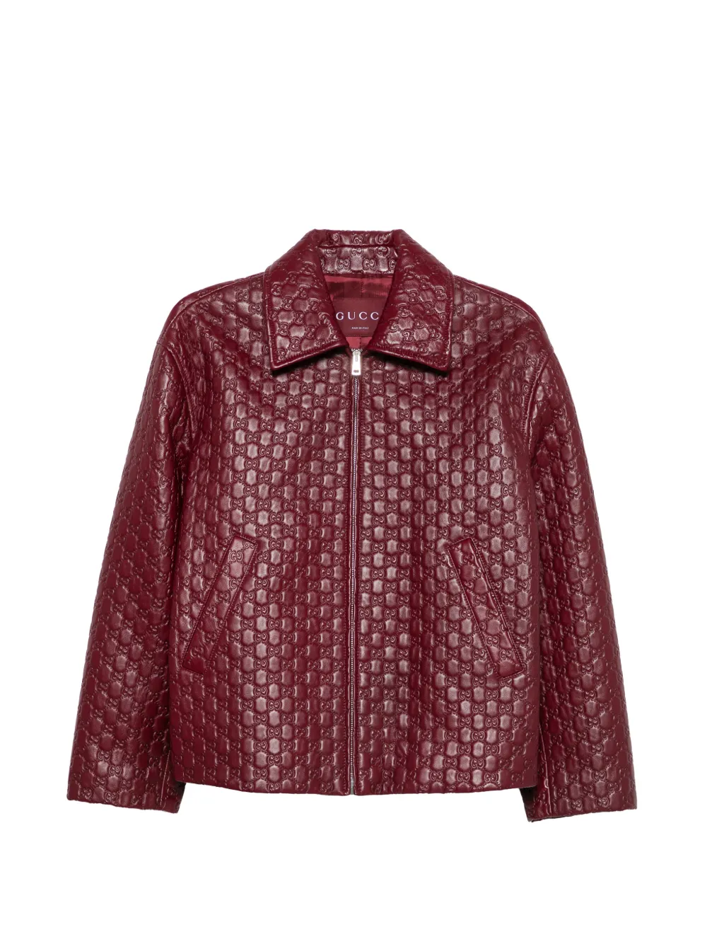 Gucci embossed GG leather jacket - Rosso