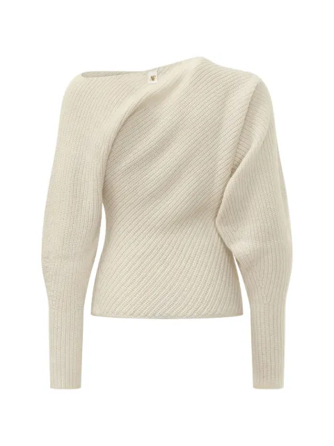 Alberta Ferretti asymmetric-neck rib-knit sweater