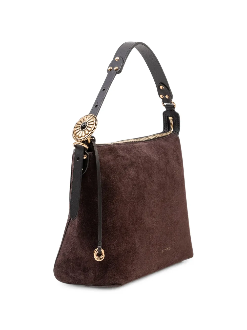ETRO logo-print suede shoulder bag Bruin