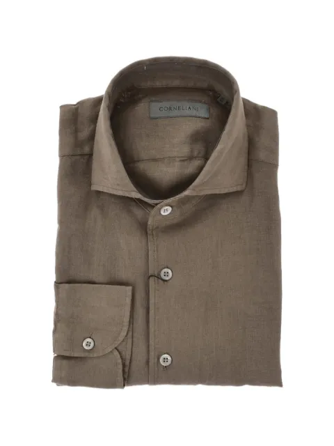 Corneliani linen French-collar shirt