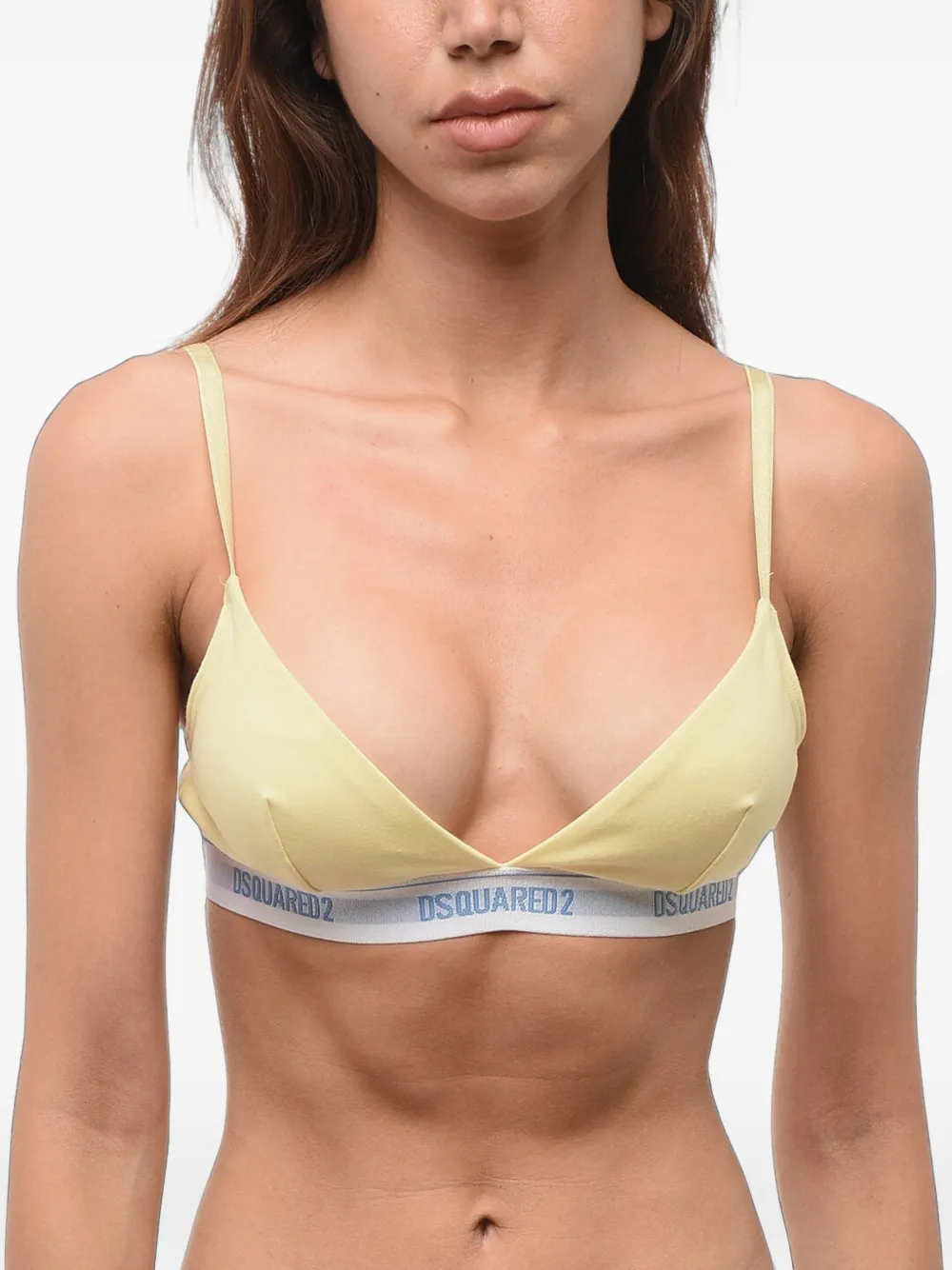 Dsquared2 Logo-lettering Triangle Bra In Yellow