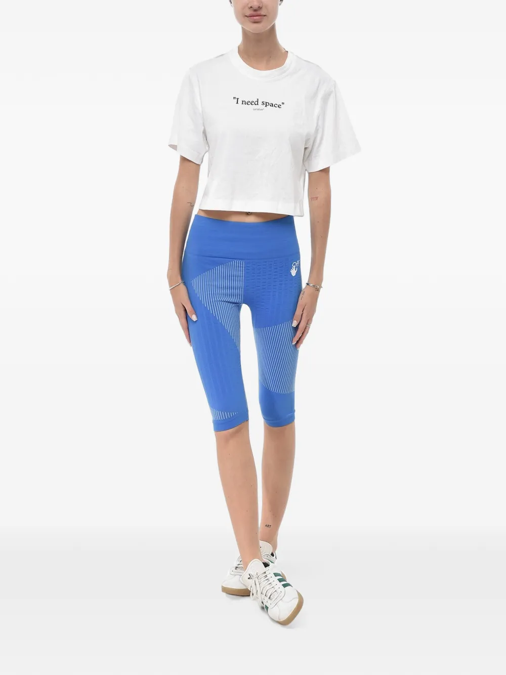 Off-White logo-print cycling shorts Blauw
