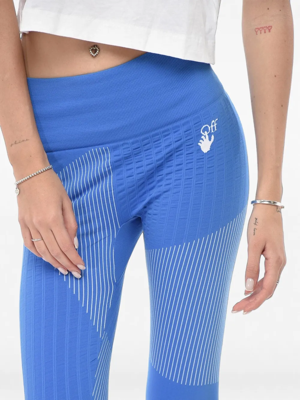 Off-White logo-print cycling shorts Blauw