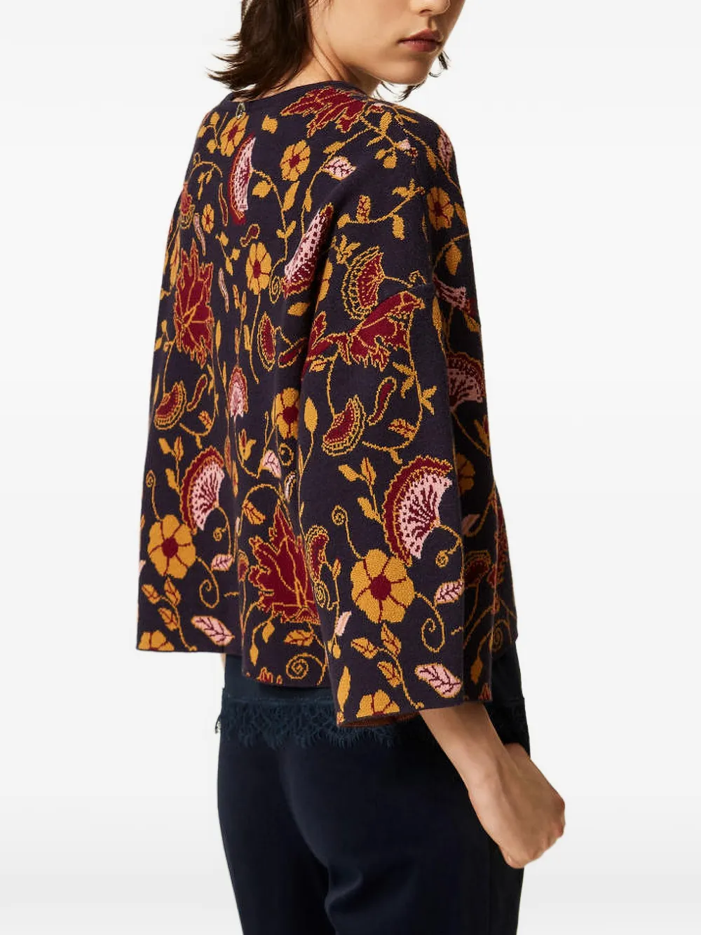 TWINSET Trui met bloemen-jacquard Zwart
