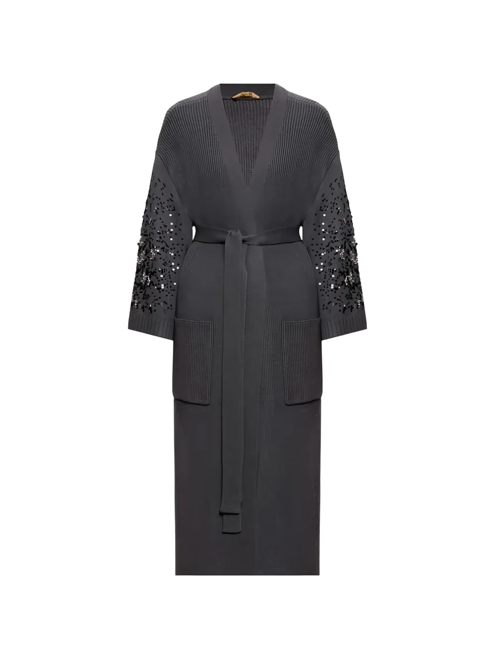 TWINSET sequin-embellished belted coat - Grigio