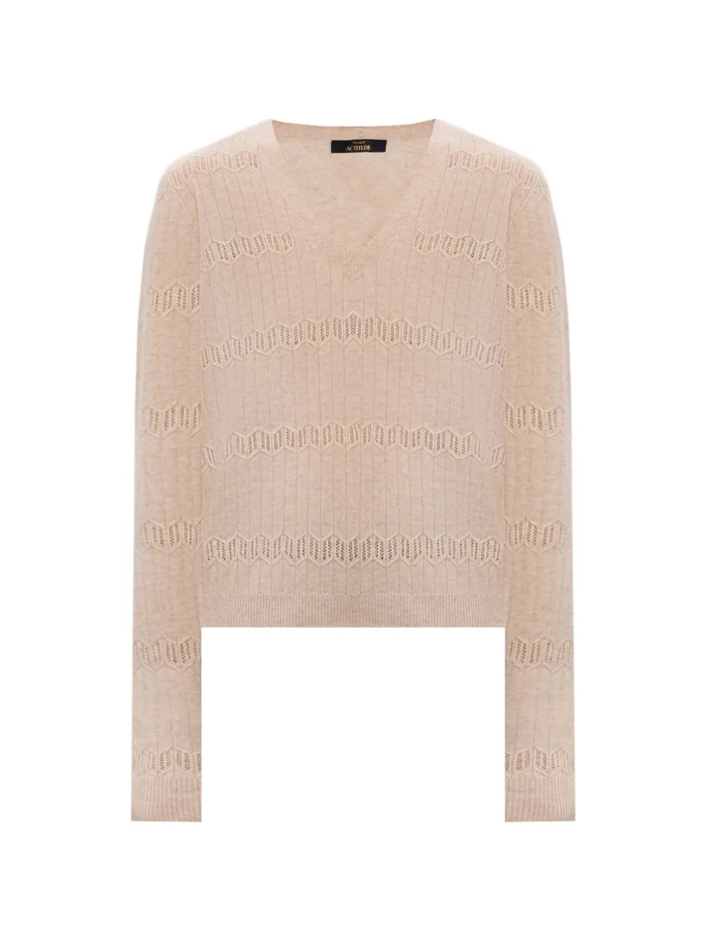 TWINSET Trui met V-hals en chevron-patroon Beige