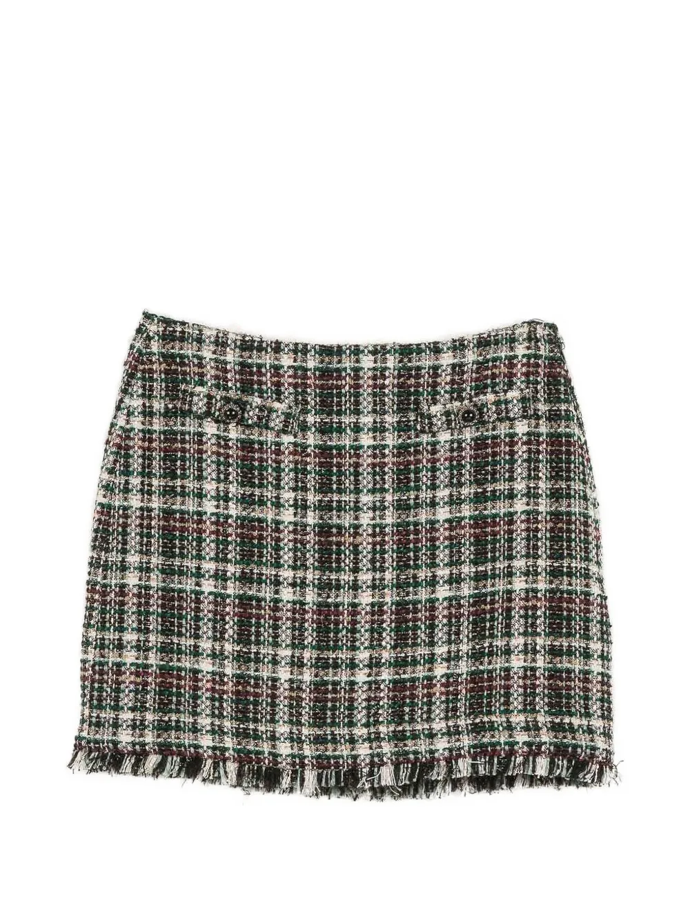 TWINSET check-pattern frayed-edge short skirt - Schwarz