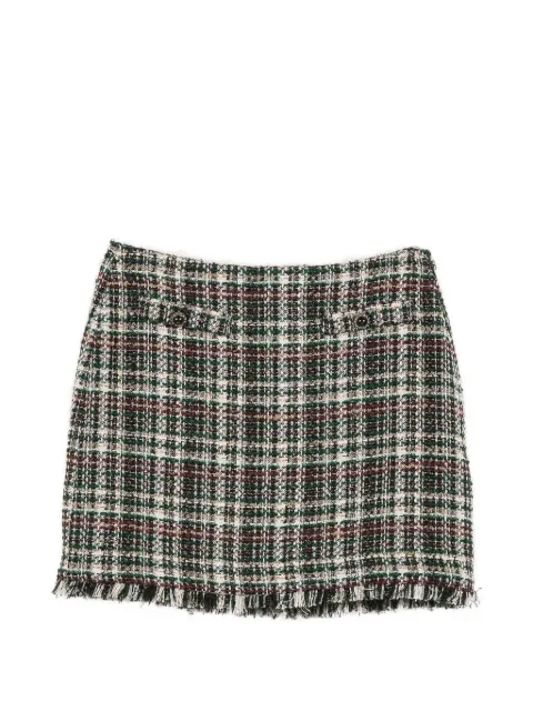 TWINSET falda corta con motivo de cuadros y bordes deshilachados
