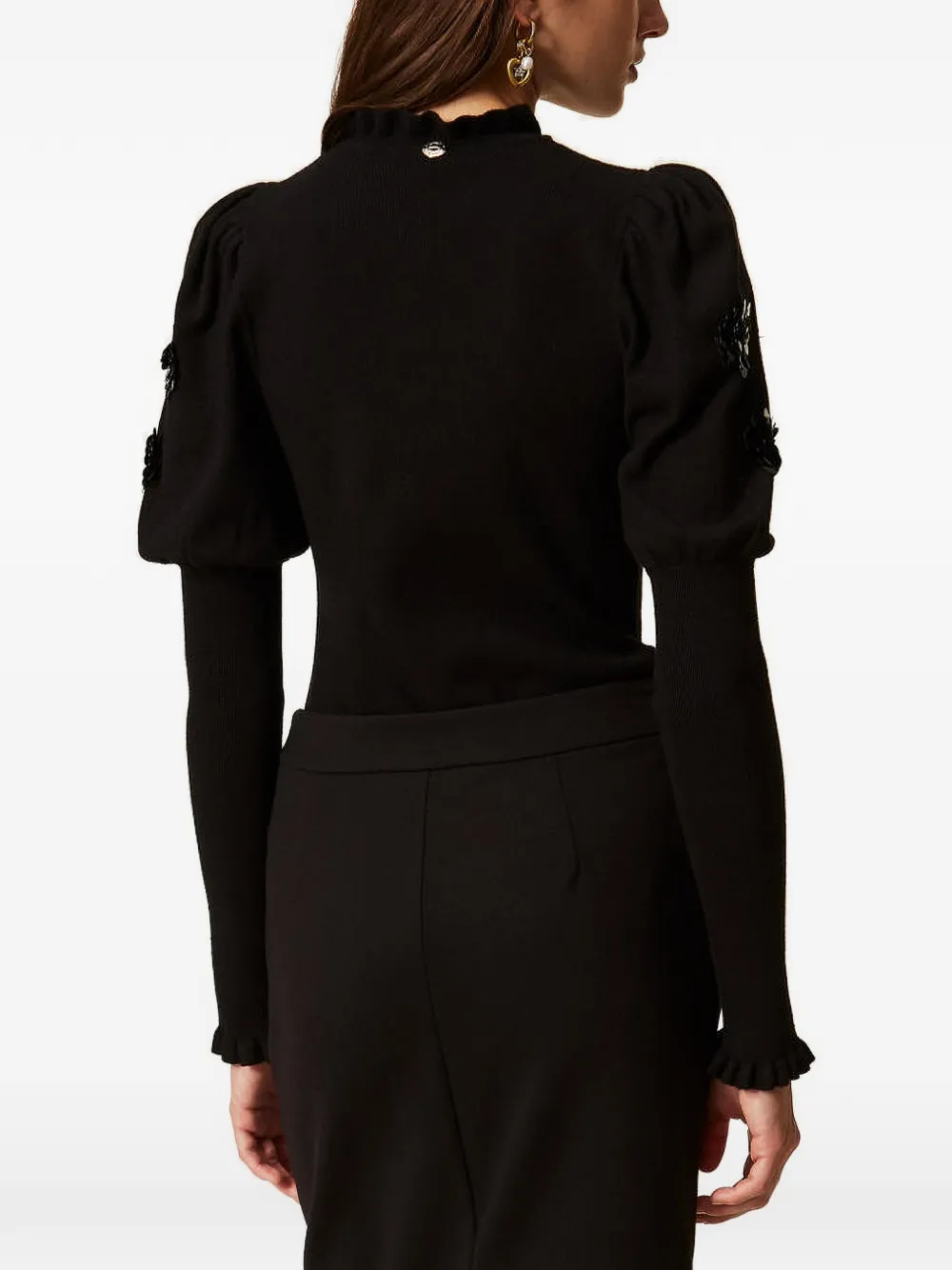 TWINSET Trui met geborduurde pailletten Zwart
