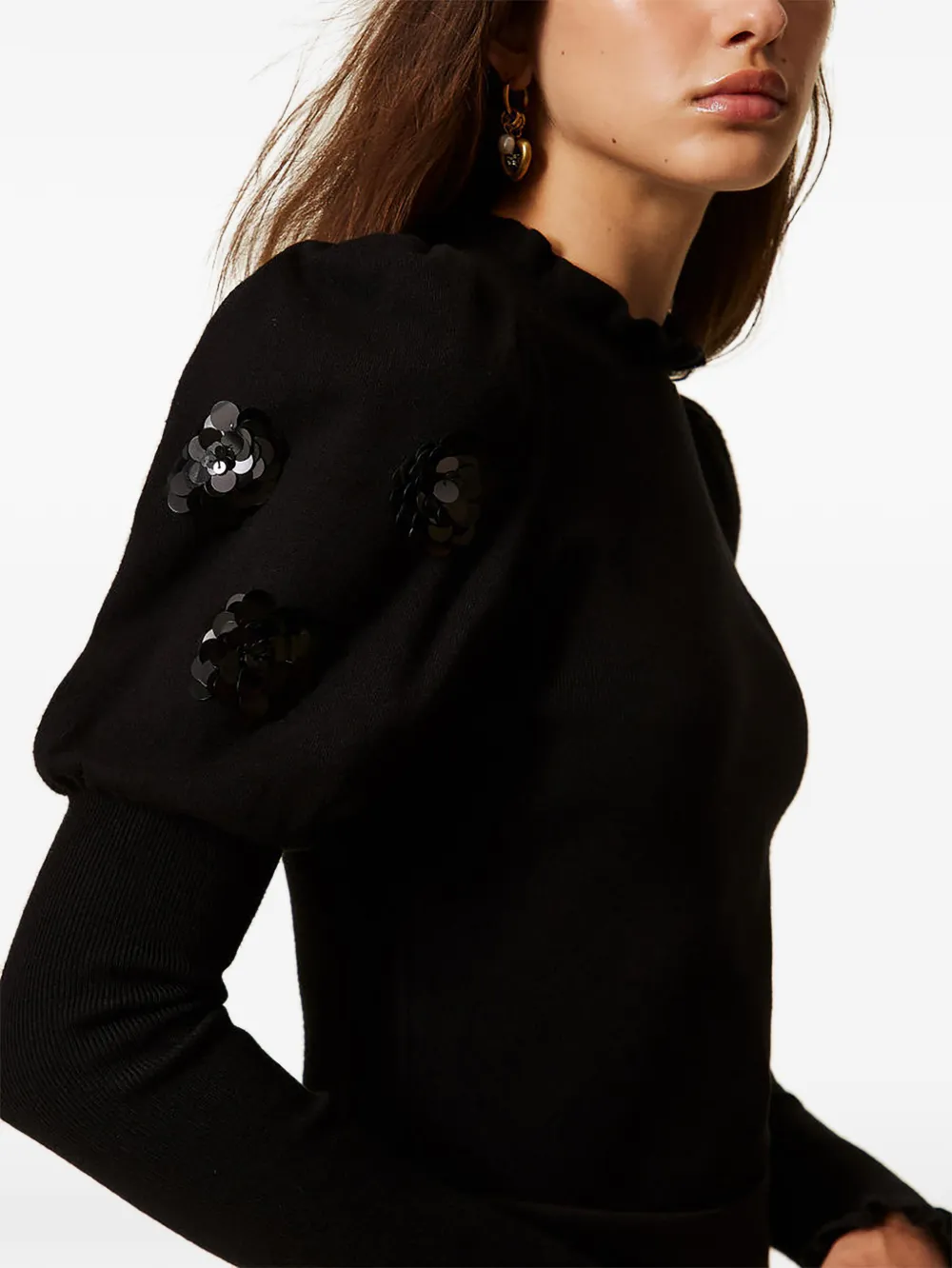 TWINSET Trui met geborduurde pailletten Zwart