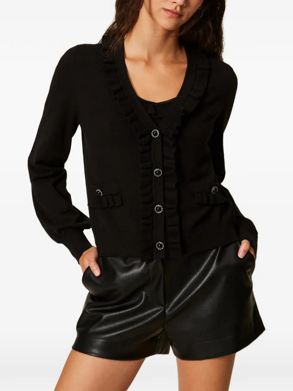 TWINSET cardigan and top with ruffles - Noir