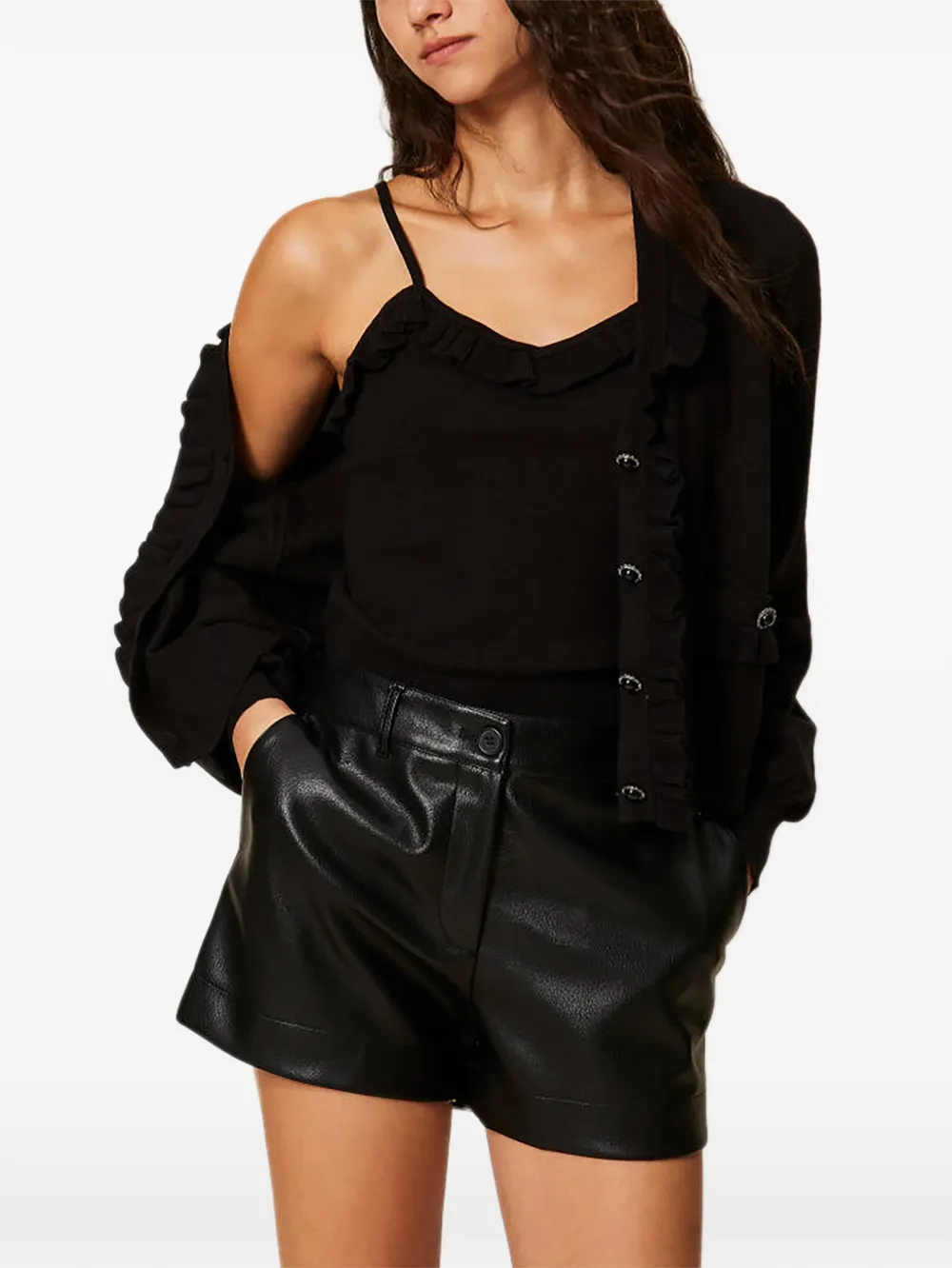 TWINSET Vest en top met ruches Zwart