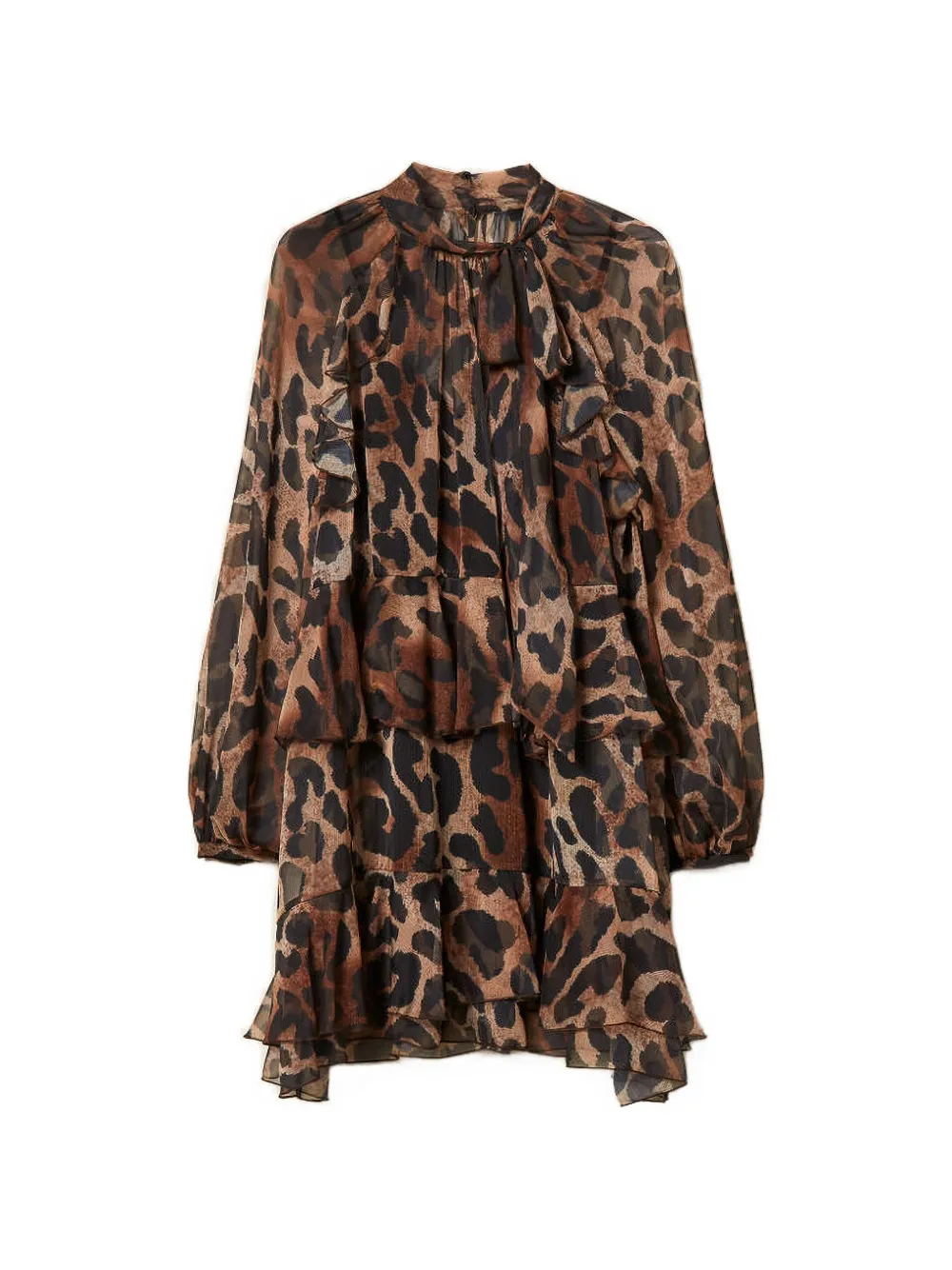 TWINSET Abito corto con stampa animalier - Marrone