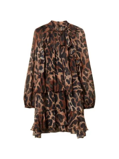 TWINSET short voile dress with animal print