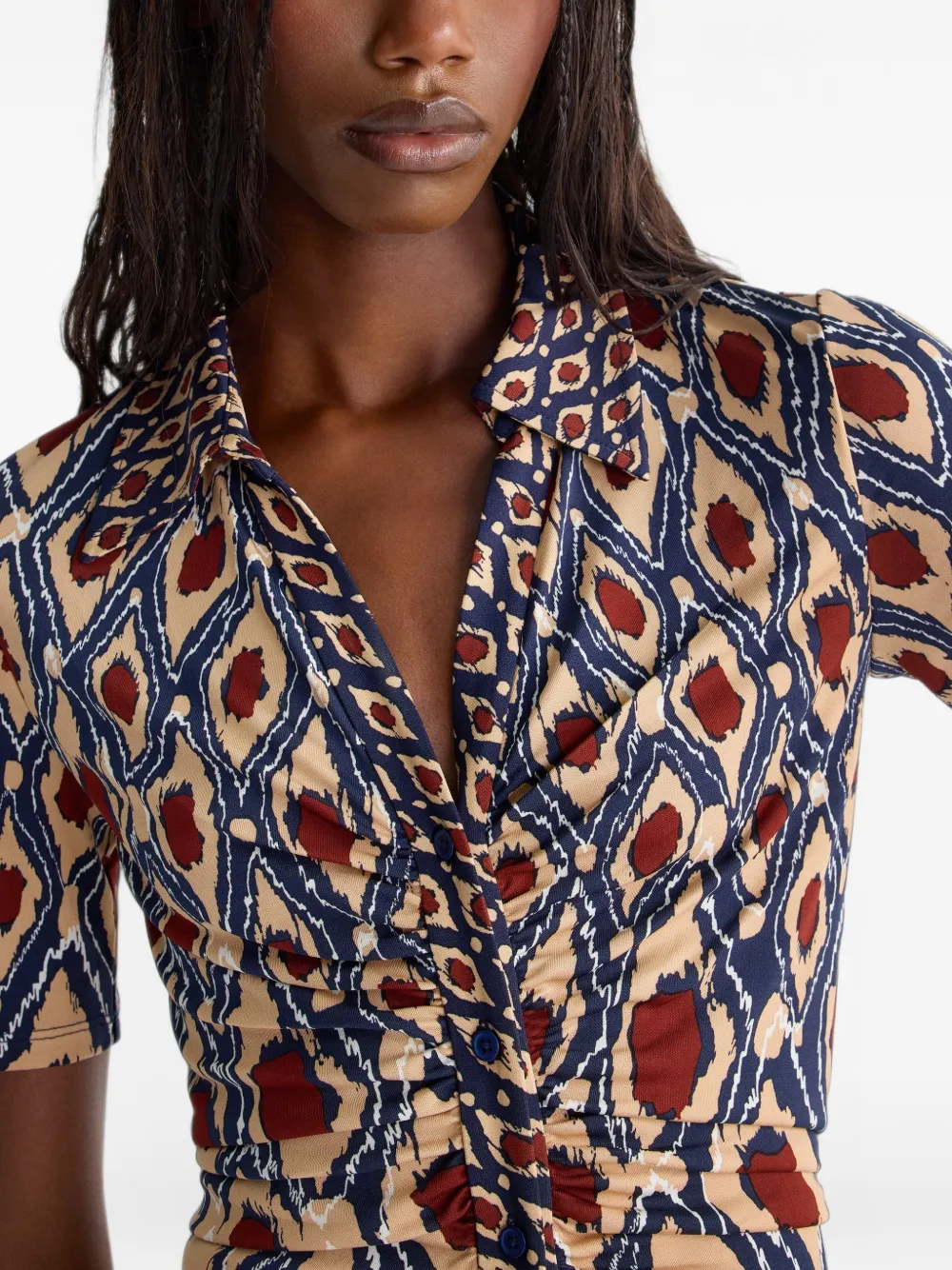 Dvf Vintage Zoey Murano Eye jurk met ruches Beige