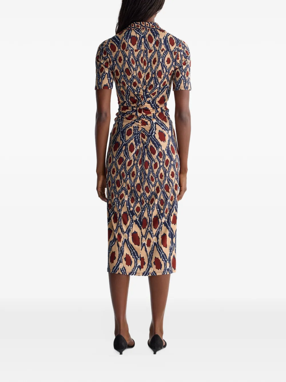 Dvf Vintage Zoey Murano Eye jurk met ruches Beige