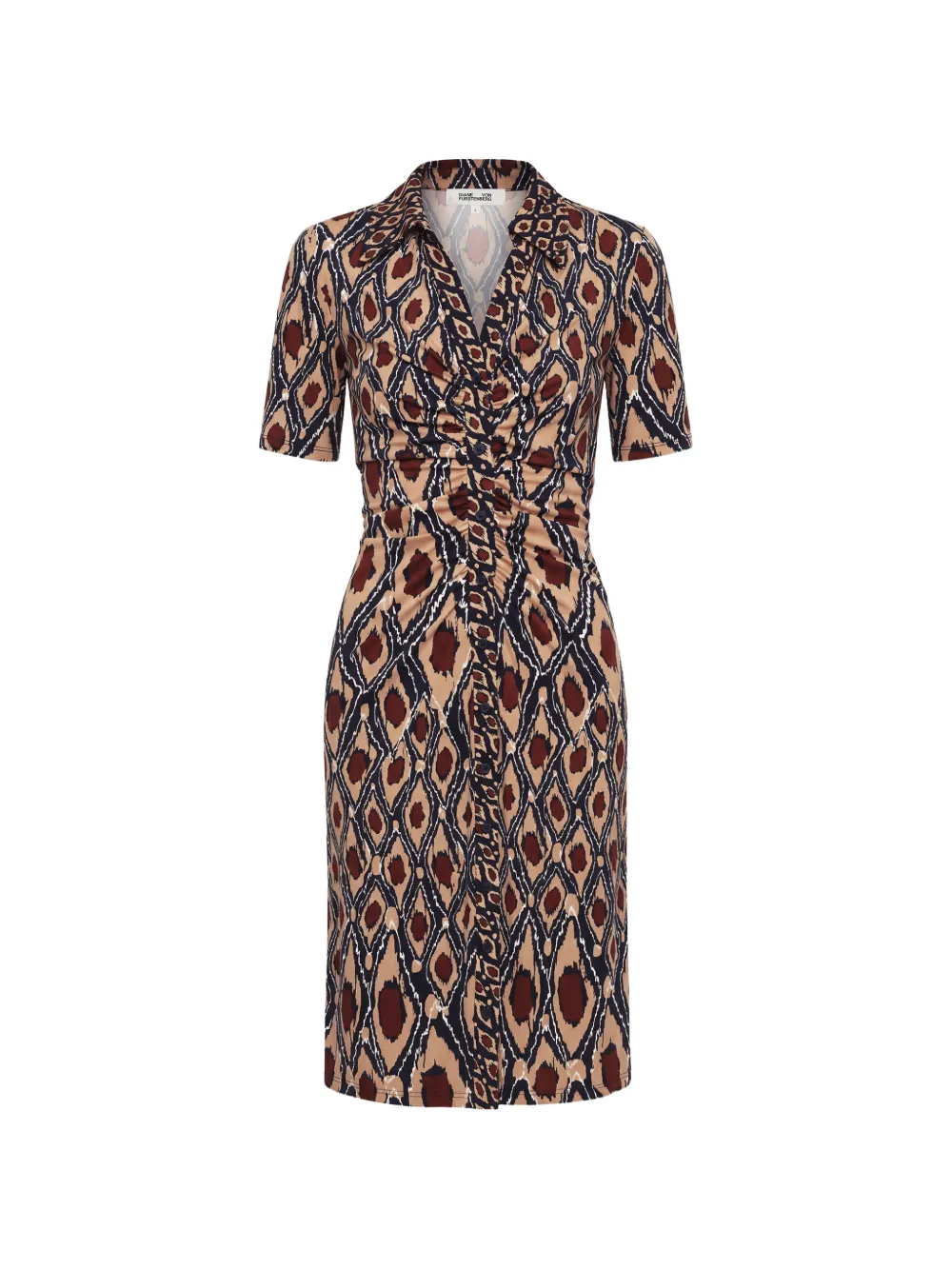 Dvf Vintage Zoey Murano Eye jurk met ruches Beige