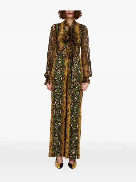 Dvf Vintage snake-print pussy-bow jumpsuit