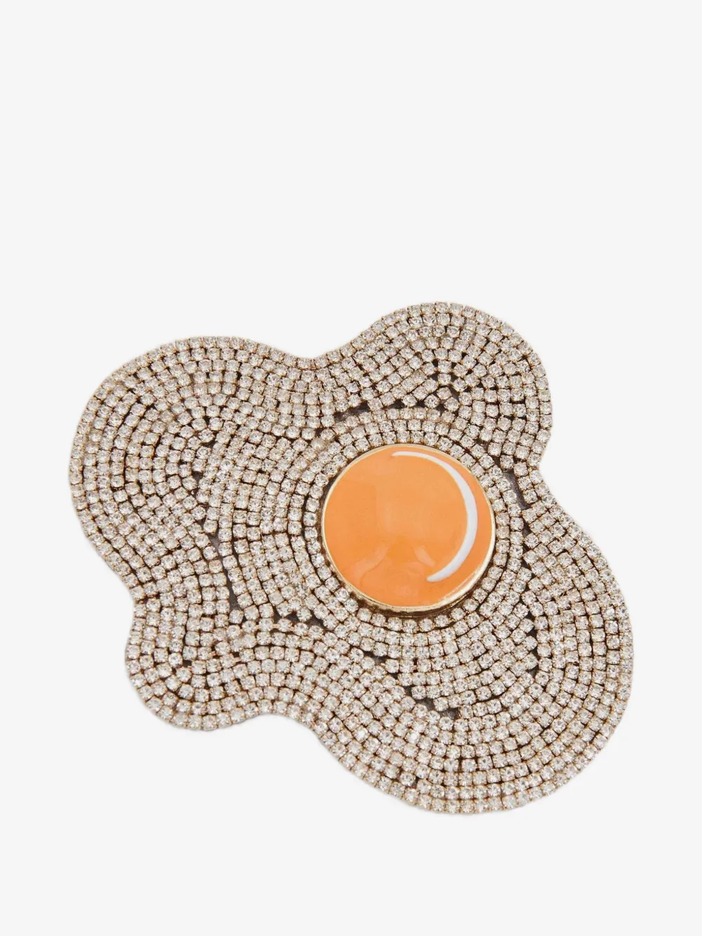 egg-shaped rhinestone-embellished brooch