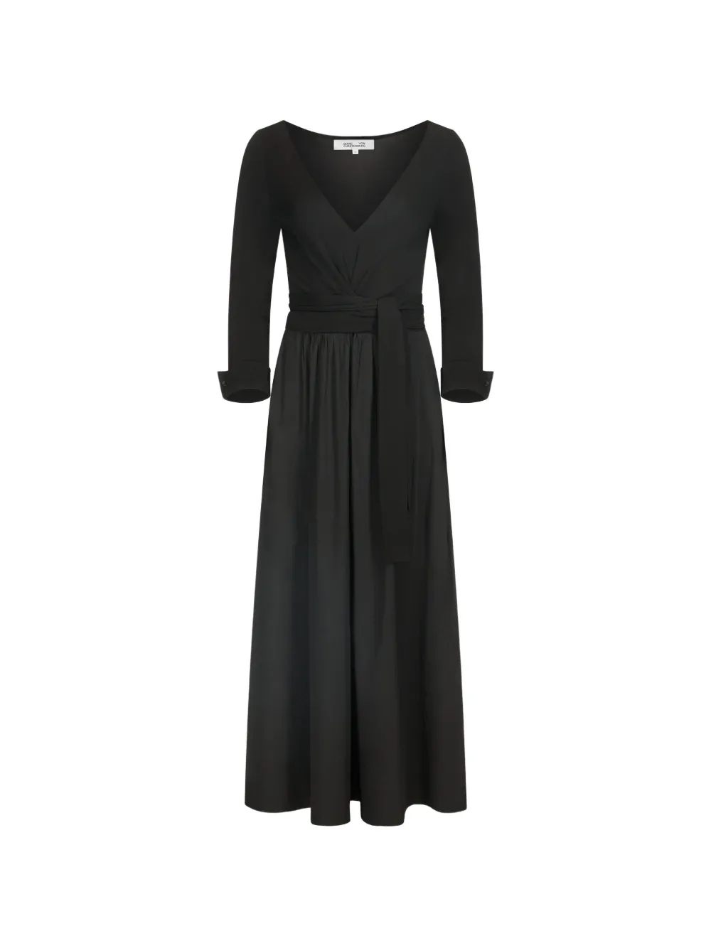 Dvf Vintage wrap-style long-sleeve midi dress - Nero