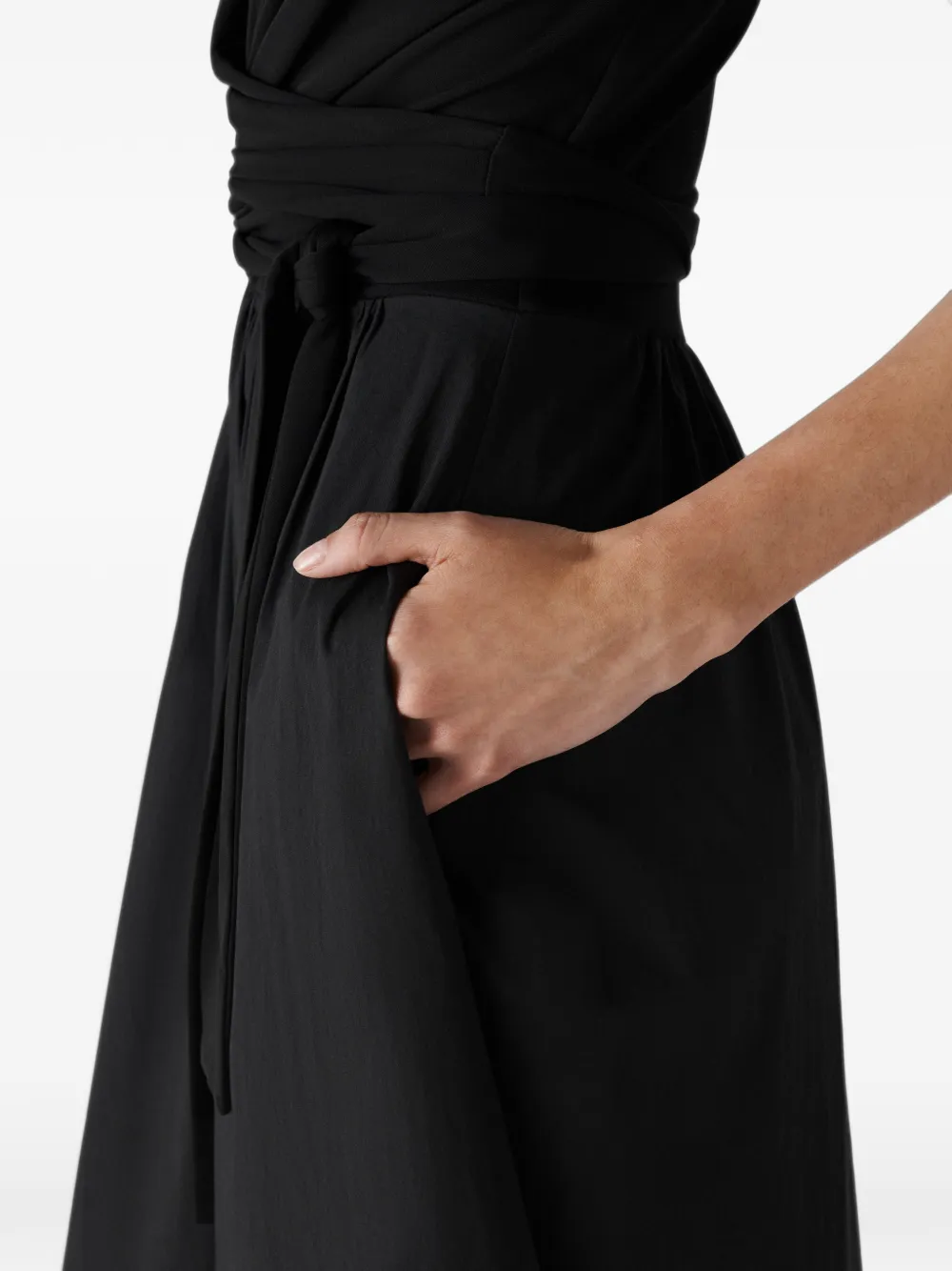 Dvf Vintage Midi-wikkeljurk met lange mouwen Zwart