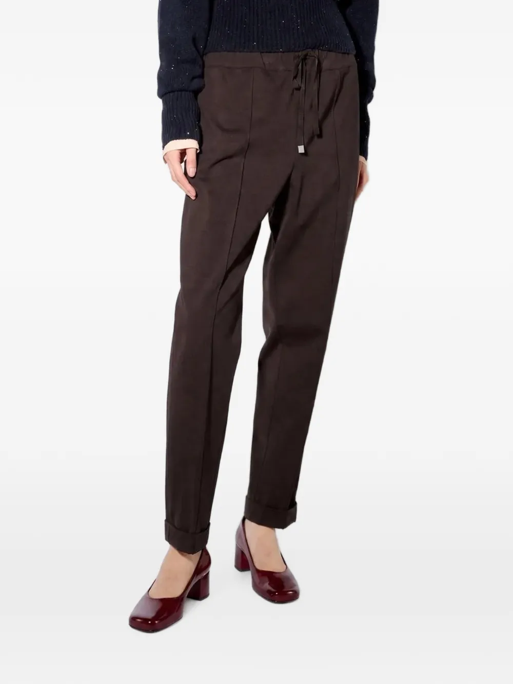 Liviana Conti drawstring-waist pressed-crease tapered trousers