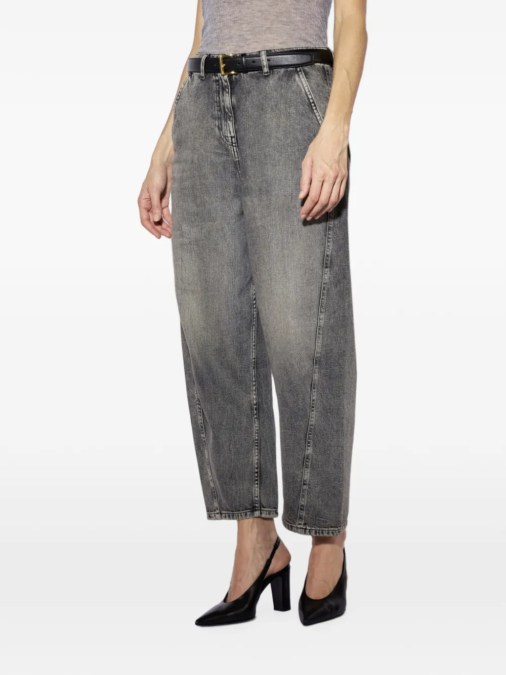Liviana Conti Cropped-Jeans mit Acid-Wash-Effekt - Grau