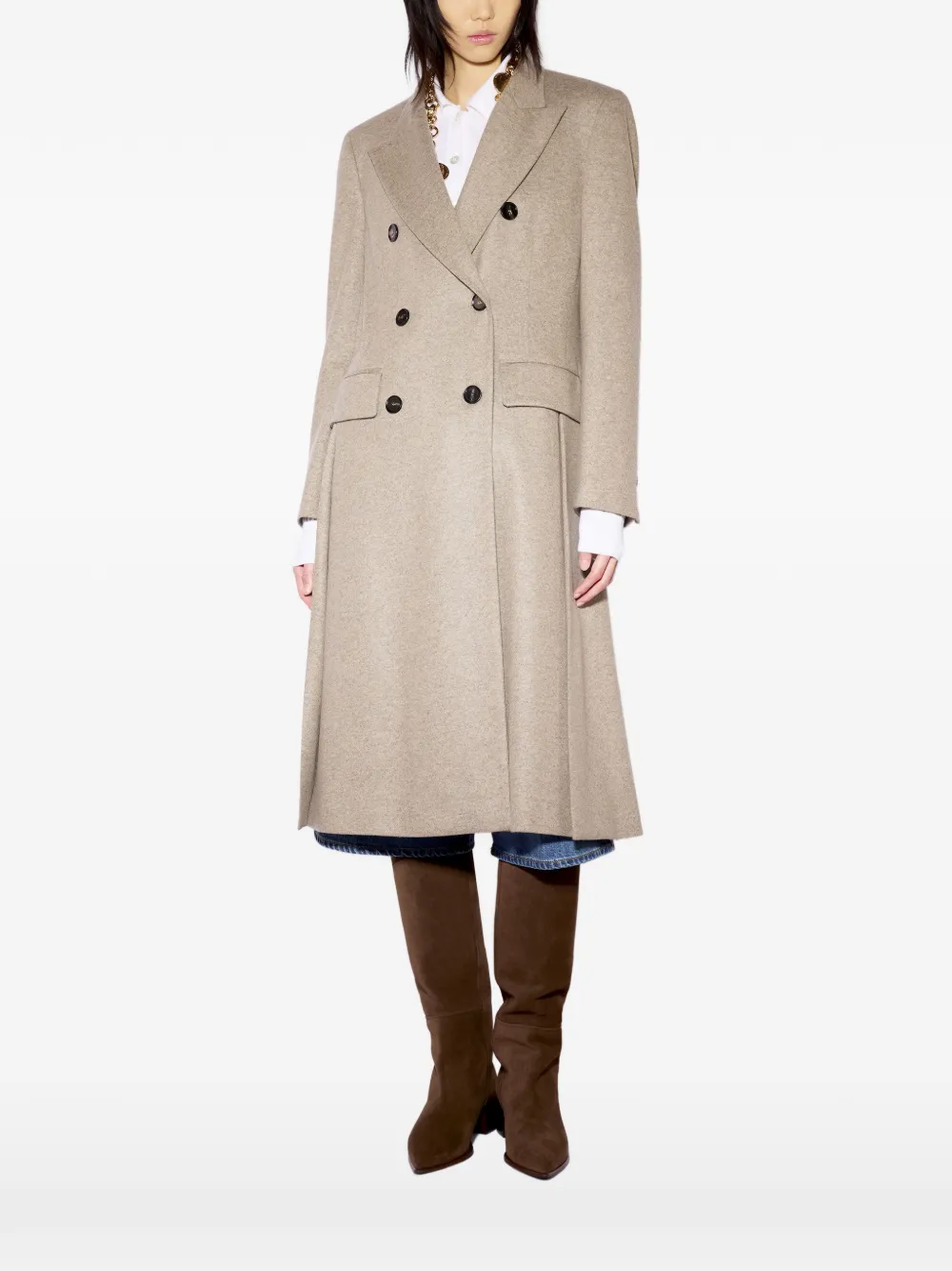 Liviana Conti double-breasted peak-lapels coat - Braun
