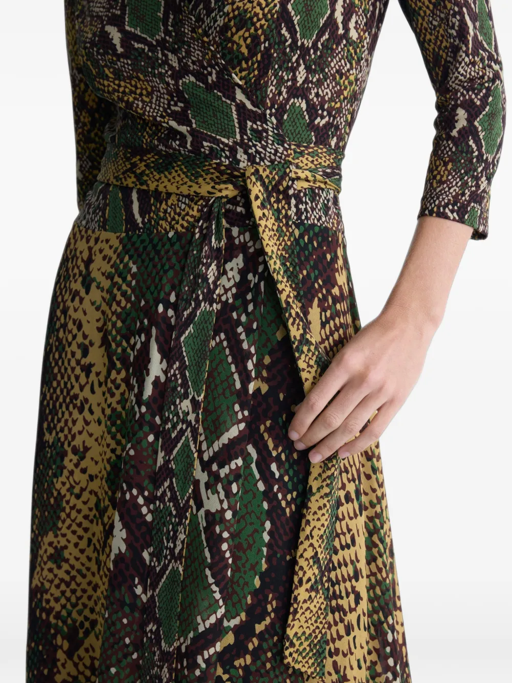 Dvf Vintage Irina snake-print wrap midi dress Bruin