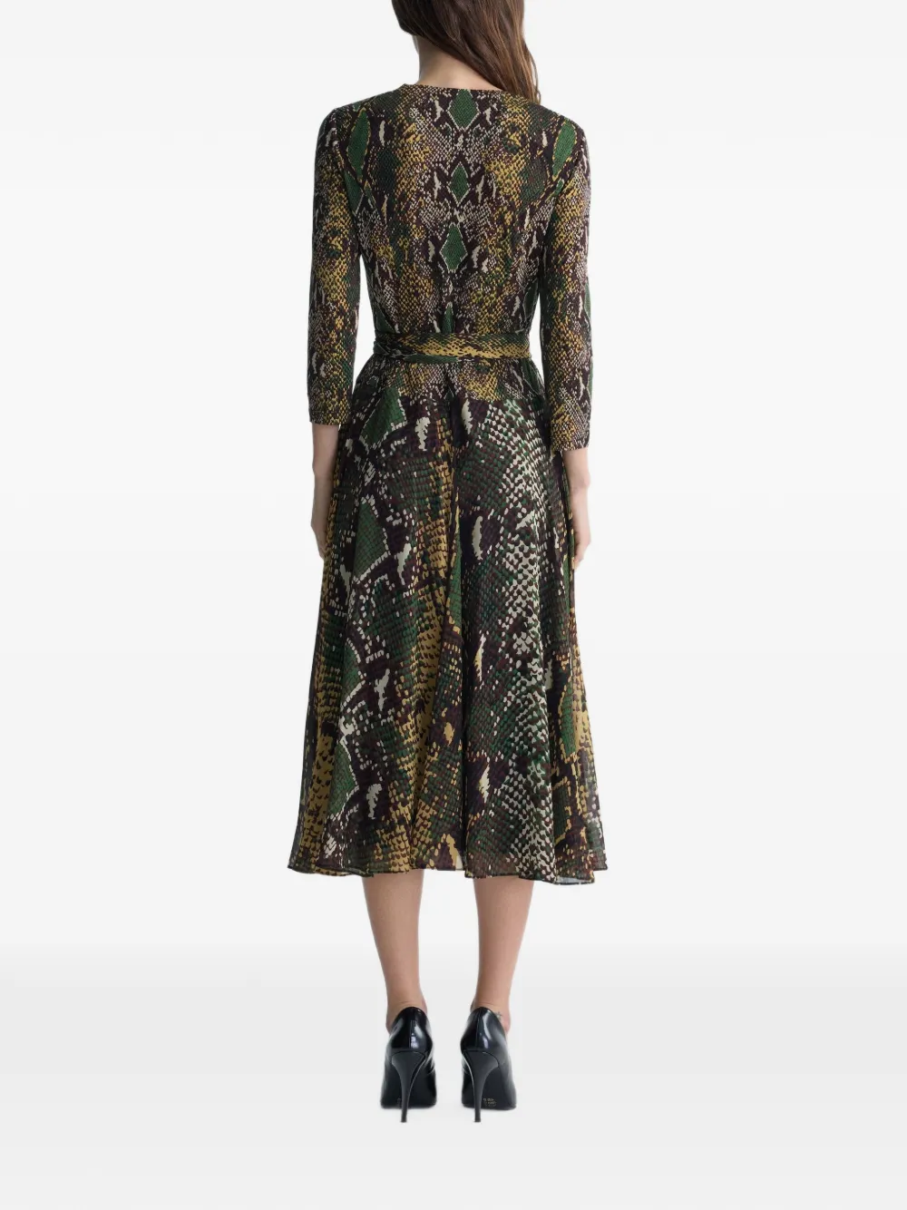 Dvf Vintage Irina snake-print wrap midi dress Bruin