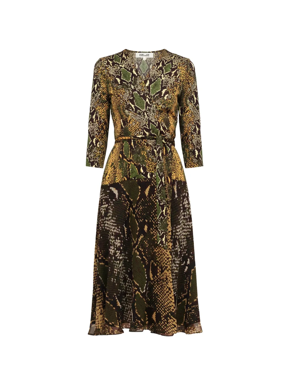 Dvf Vintage Irina snake-print wrap midi dress Bruin