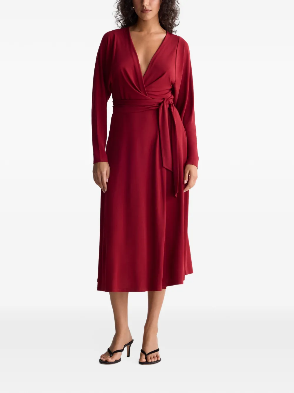 Dvf Vintage Amara midi-jurk met wikkeldesign Rood