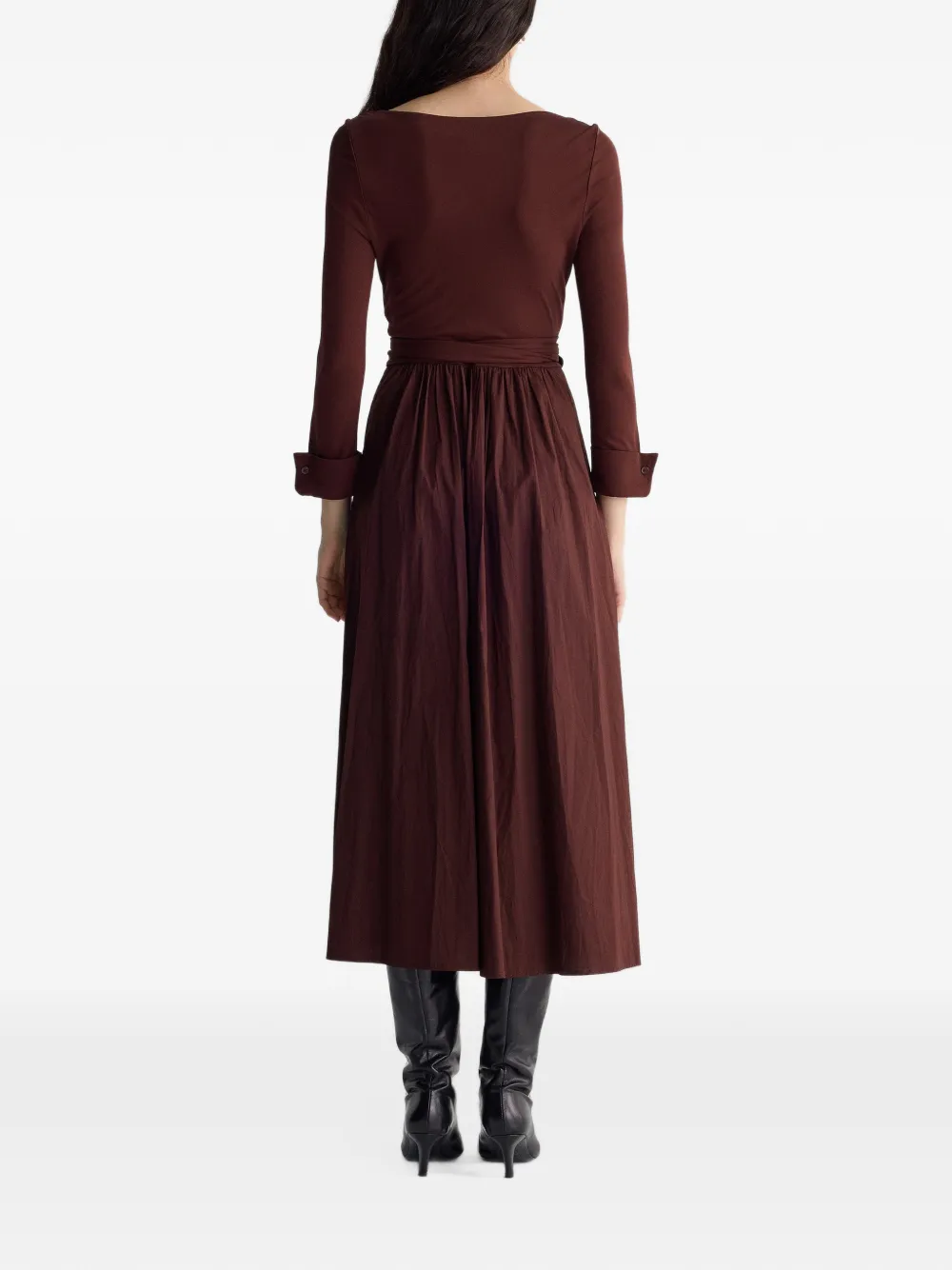 Dvf Vintage Ballerina midi-jurk in wikkelstijl met ceintuur Bruin