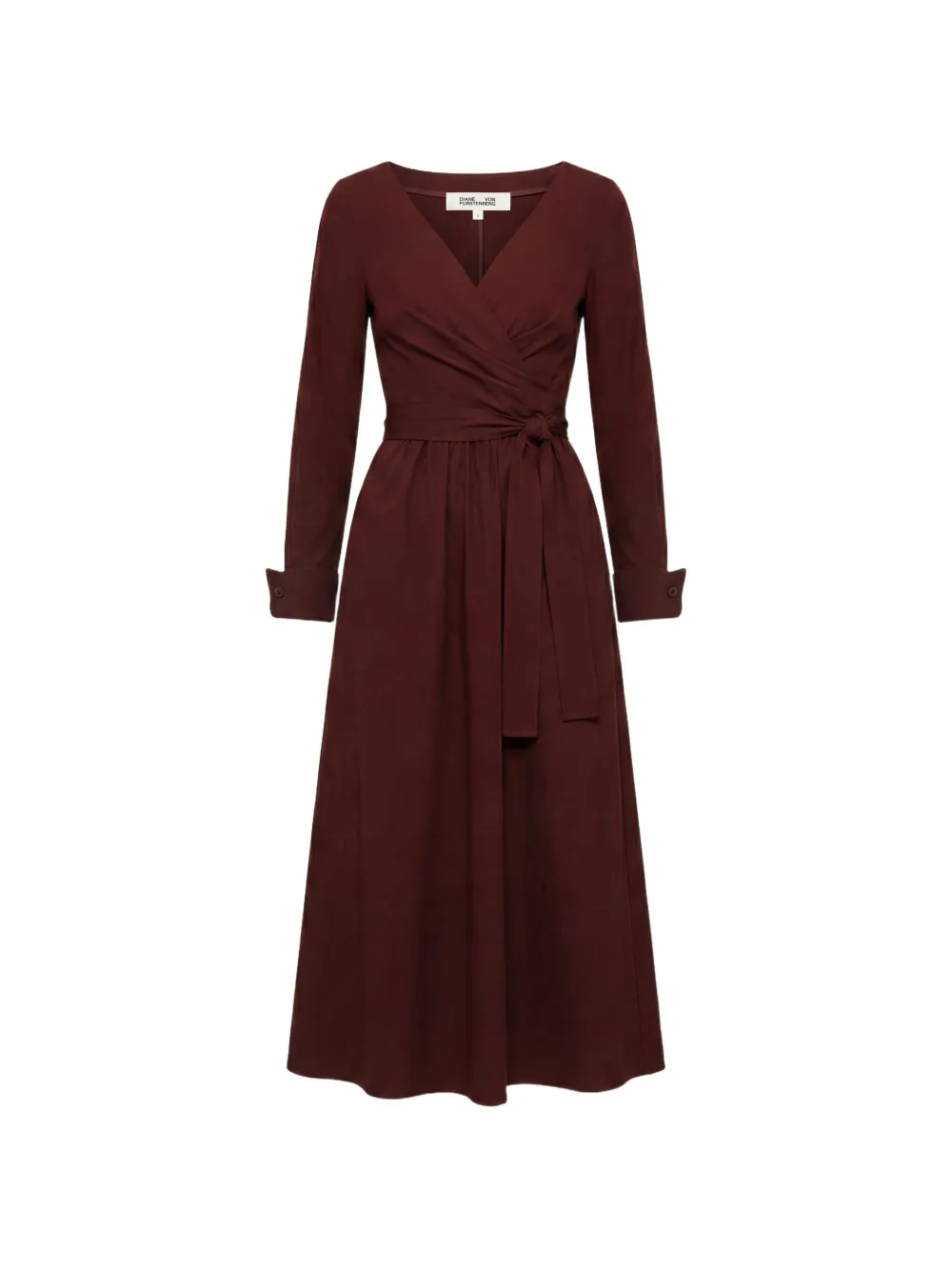 Dvf Vintage Ballerina midi-jurk in wikkelstijl met ceintuur Bruin