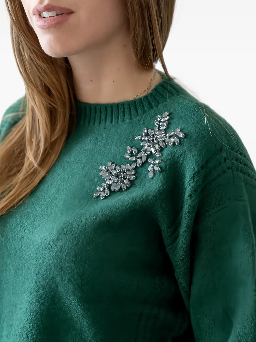 TWINSET Gebreide sweater verfraaid met kristallen Groen