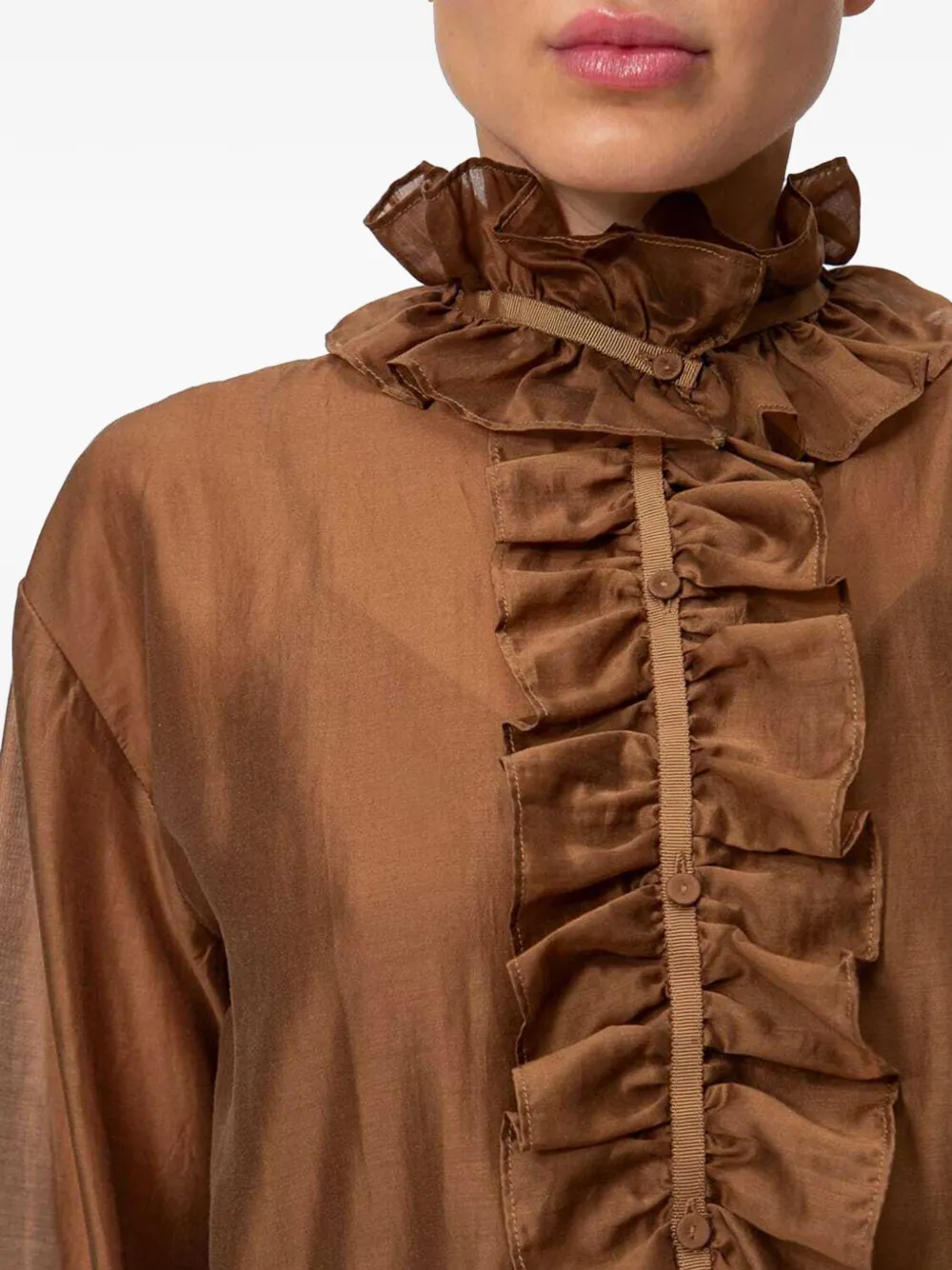 TWINSET Blouse met ruches Bruin
