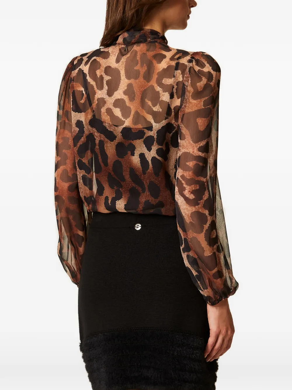 TWINSET Voile overhemd met dierenprint Bruin