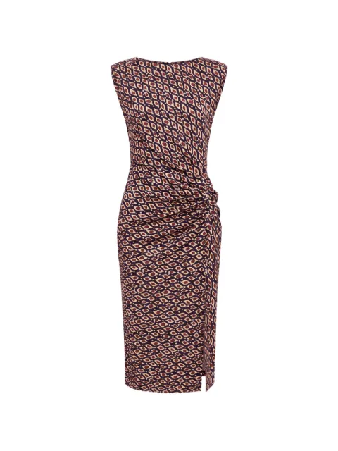 Dvf Vintage vestido midi Andie fruncido con motivo geométrico