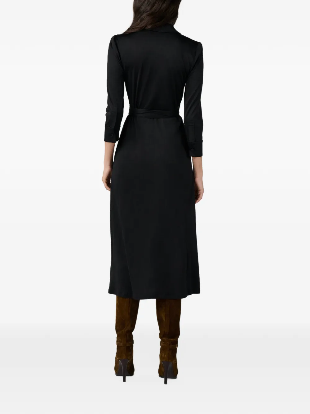 Dvf Vintage Sana midi-jurk in wikkelstijl met ceintuur Zwart
