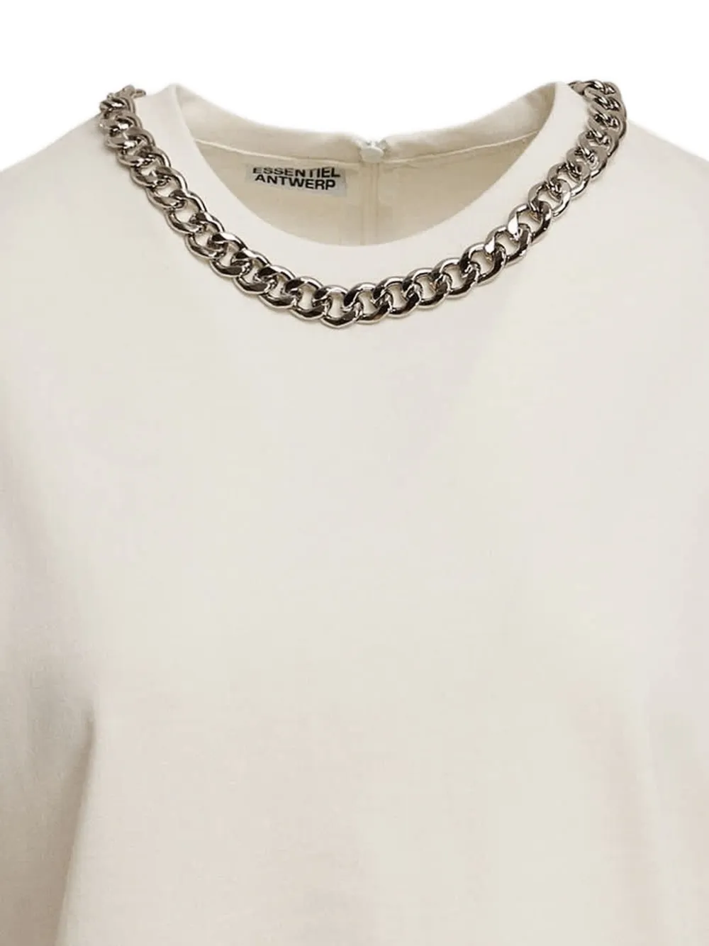 Essentiel Antwerp T-shirt verfraaid met ketting Beige