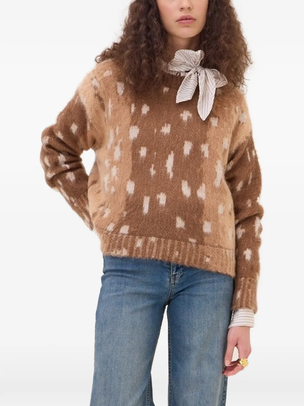 Ottod'ame Crew Neck Sweater In Brown