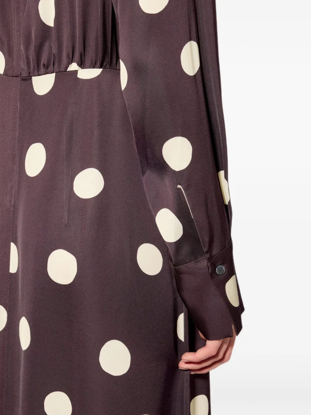 Liviana Conti Maxi-jurk met stippen en lange mouwen Bruin