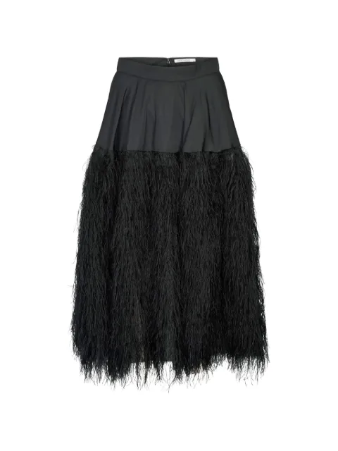 RABENS SALONER Magna feather-trim pleated midi skirt