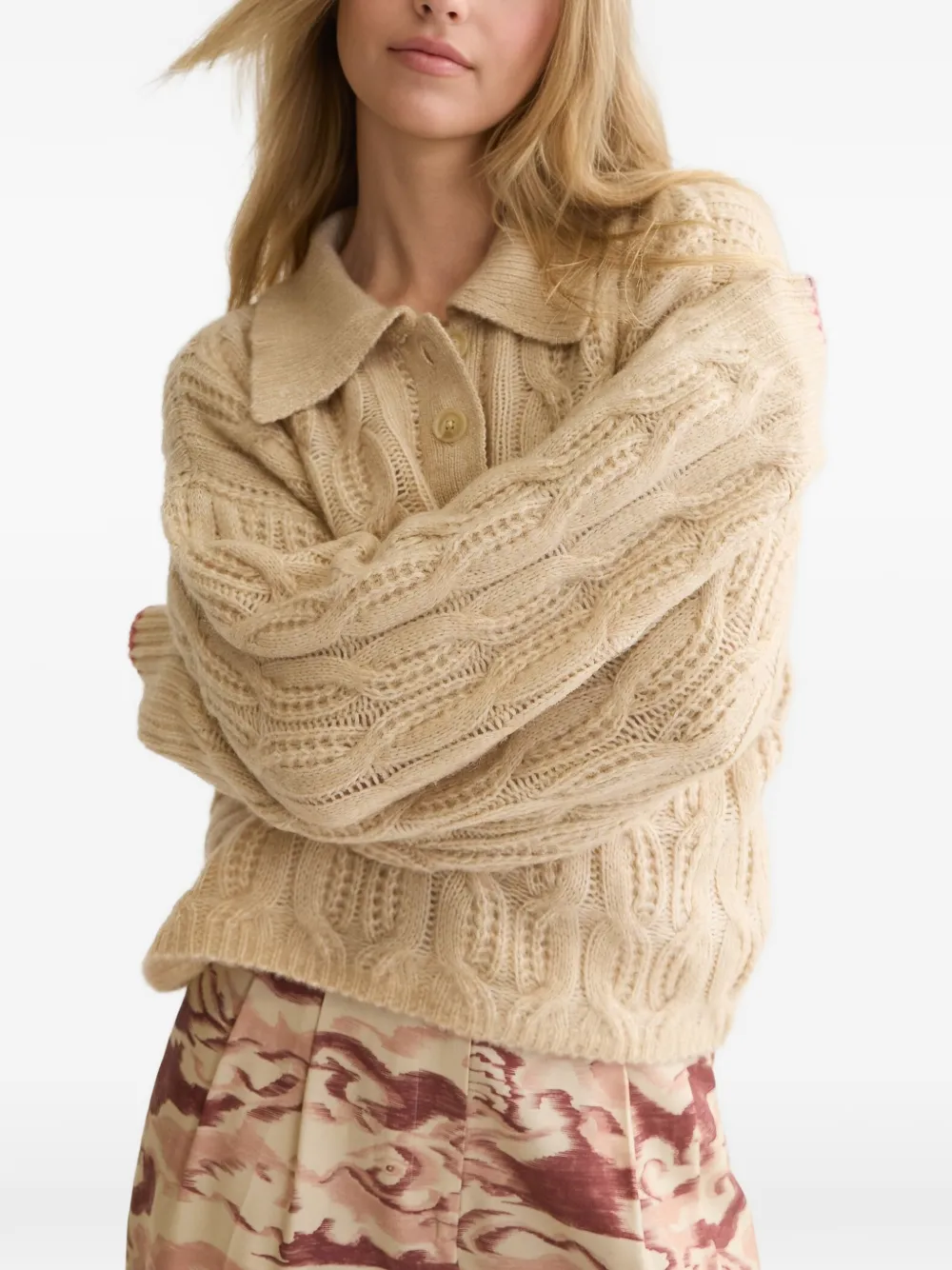 Scotch & Soda Kabelgebreide polotrui Beige