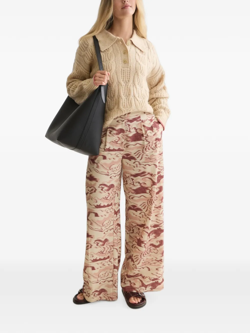 Scotch & Soda Kabelgebreide polotrui Beige